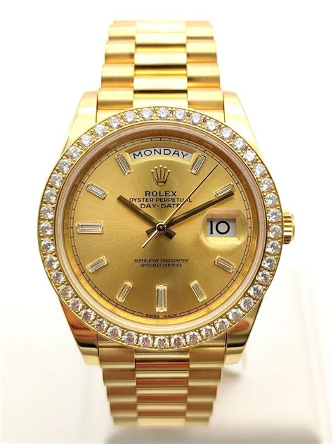 rolex day date 40 baguette bezel|Rolex Day-Date 40 18 ct.